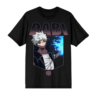 My Hero Academia Dabi White Hair Black Tee