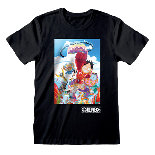 One Piece Luffy Flying Black Tee
