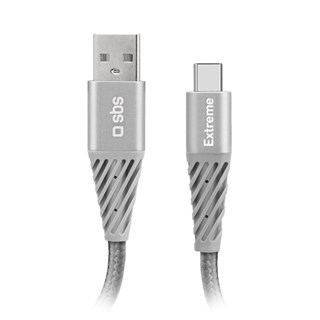 SBS Extreme Unbreakable Silver USB-C Cable 1.5m