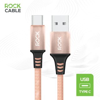 Rock Champagne Gold Braided USB-C Cable 1M