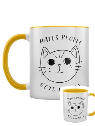 Hates People Gets Lonely Coloured Inner Mug