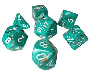 Marble Oxi/Copper And White (Set Of 7) Chessex Dice