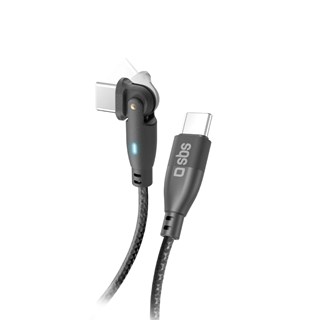 SBS 180° Flexy Braided Black USB-C to USB-C Cable 1m