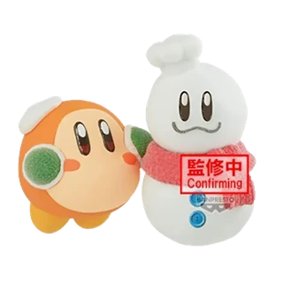 Waddle Dee Building Snowman Kirby Puffy Mine Play In The Snow Figurine