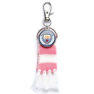Manchester City FC Pink Striped Scarf Keyring