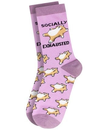 Socially Exhausted Twisted Soles Size 3-7 Socks