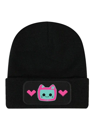 Pixel Kitty Cosmic Boop: Black Beanie