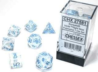 Borealis Polyhedral Icicle With Light Blue Luminary (Set Of 7) Chessex Dice