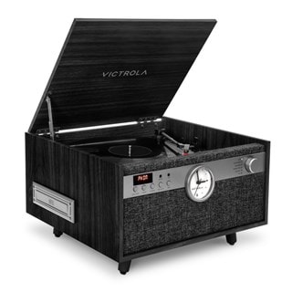 Victrola Century Black Bluetooth Turntable with Clock, CD & Cassette