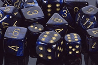 Scarab Royal Blue And Gold (Set Of 7) Chessex Dice