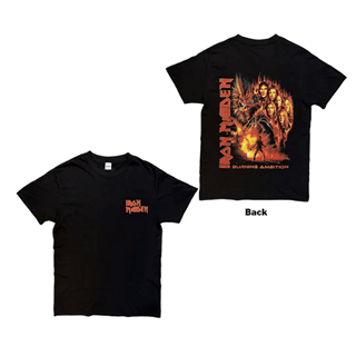 Iron Maiden Burning Ambition Pocket Logo Backprint Black Tee