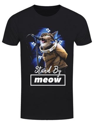 Stand By Meow Playlist Pets Black Tee