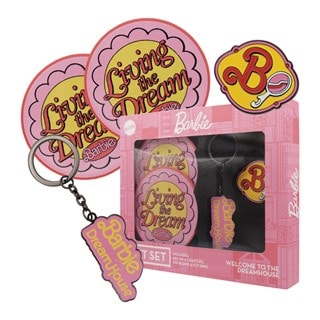 Barbie Keyring, Pin Badge & Coasters Gift Set