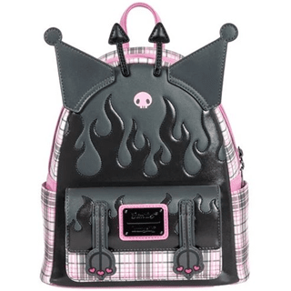 Kuromi Flames Plaid hmv Exclusive Loungefly Mini Backpack