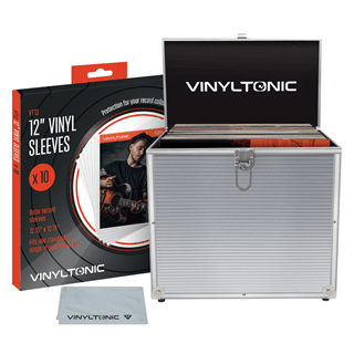 Vinyl Tonic Silver LP Storage Case with Cleaning Cloth & Sleeve 10 pack