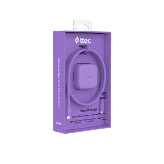 SmartCharger Pro Neon Purple 20W Wall Plug and USB-C Cable Pack