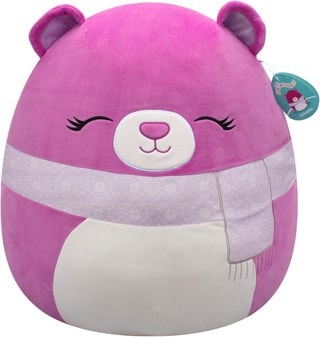 20" Crisanta Purple Bear With Closed Eyes And Scarf Squishmallows Plush