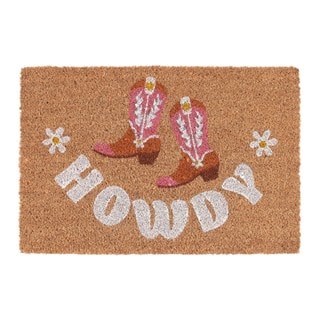 Natural Howdy Cowboy Boot Door Mat