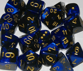 Black/Blue And Gold (Set Of 7) Chessex Dice