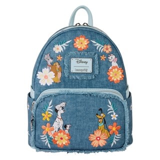 Disney Dogs & Cats Faux Denim Fringe Loungefly Mini Backpack
