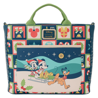 Mickey And Minnie Holiday Loungefly Convertible Tote Bag