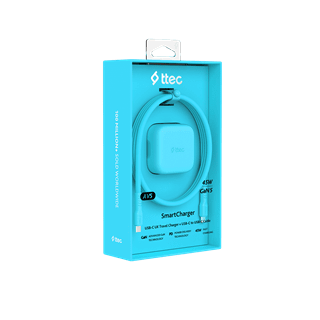 Ttec SmartCharger Pro Neon Blue 45W Wall Plug and USB-C Cable Pack