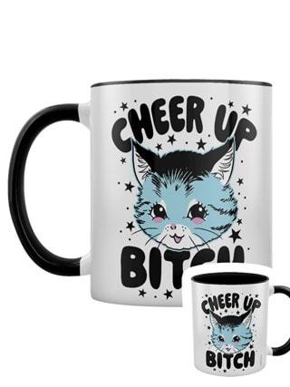 Kitsch Kitten Cheer Up Bitch Black Coloured Inner Mug