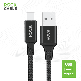 Rock Black Braided USB-C Cable 1M