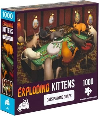 Cats Playing Craps: Exploding Kittens 1000 Piece Jigsaw Puzzle