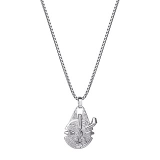 Silver Stainless Steel Millennium Falcon Pendant With Box Chain Star Wars Necklace