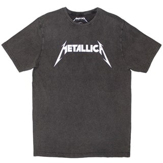 Metallica Logo Stone Wash Charcoal Tee