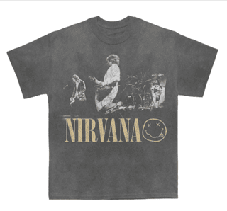 Nirvana In Bloom Stone Wash Charcoal Tee