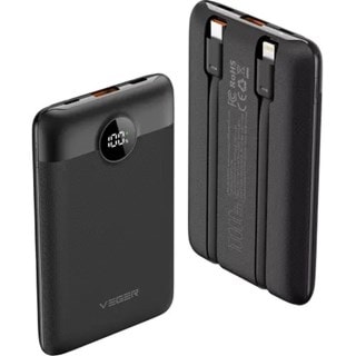 VEGER C11 10,000Mah 22.5W Pd Black Power Bank With Integrated Cables