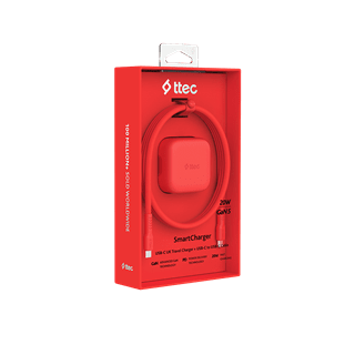 Ttec SmartCharger Pro Neon Red 20W Wall Plug and USB-C Cable Pack