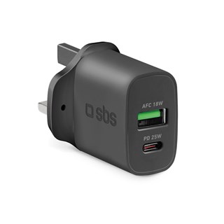 SBS 25W Dual Port USB & USB-C Plug