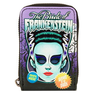 Bride Of Frankenstein Neon Mask Universal Monsters Loungefly Zip Around Wallet