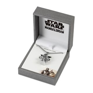 Mandalorian Silver Stainless Steel Grogu Pendant: Star Wars Necklace