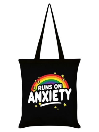 Runs On Anxiety Black Tote Bag