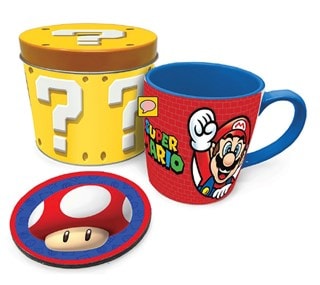 Lets A Go Super Mario Mug & Coaster In Tin