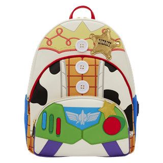 Toy Story 5 Jessie, Woody & Buzz Lightyear Triple Pocket Loungefly Mid-Size Backpack