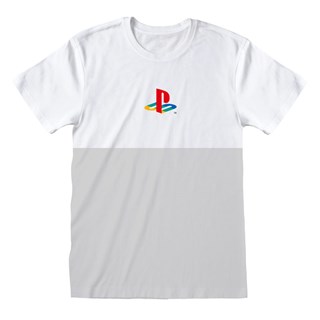 Playstation Retro Symbol White and Grey T-Shirt