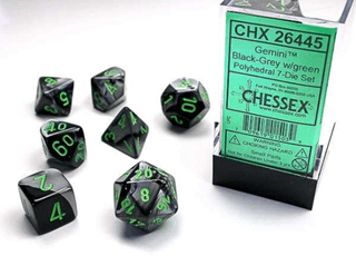 Black/Grey And Green (Set Of 7) Chessex Dice