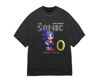 Classic Pixel Sonic The Hedgehog Black Tee