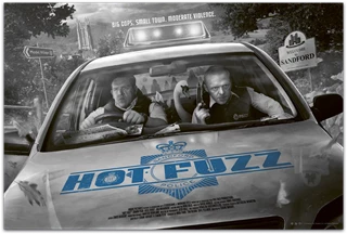Hot Fuzz Black & White Kevin Wilson 61cm x 91cm Fine Art Poster
