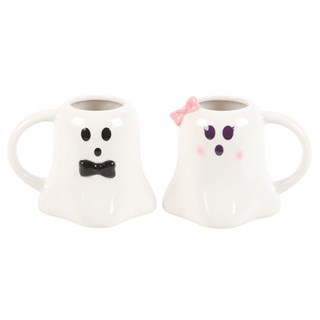 Mr And Mrs Boo Ghost Shaped Mug Set