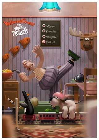 Wallace & Gromit The Wrong Trousers Andy Fairhurst Art Print A3 Poster