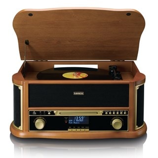 Lenco TCD-2571WD Wood Bluetooth Turntable with DAB+/FM radio, CD & Cassette