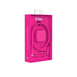 Ttec SmartCharger Pro Neon Pink 20W Wall Plug and USB-C Cable Pack