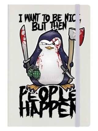 Psycho Penguin I Want To Be Nice Cream A5 Hard Cover Notebook