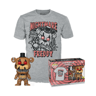 Glow In The Dark Nightmare Freddy Five Nights At Freddys FNAF Funko Pop & Tee